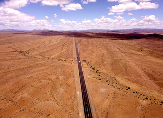 Aerial of desert landscape, dry earth