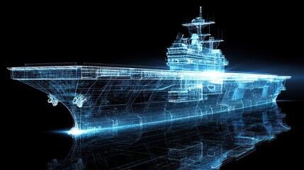 Abstract digital rendering of an aircraft carrier