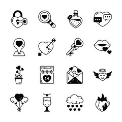 Fototapeta premium Grab this amazing glyph set of love and romance in trendy style