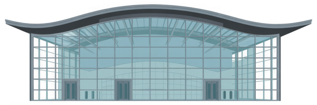 Modern glass building facade modern architecture large windows isolated on a transparent background - Powered by Adobe