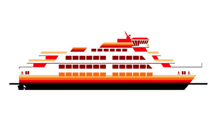 Obraz premium Vector graphic of a cruise ship with a minimalist design, warm color palette, and flat aesthetic