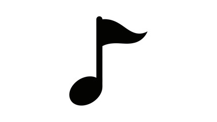 Black musical note with a flag-like head on white background