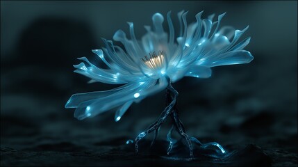 Bioluminescent Ethereal Crystal Flower