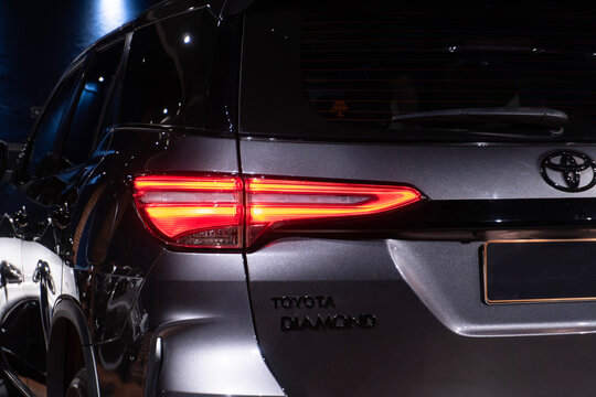 Toyota SW4 Diamond badge and taillight, Luxury SUV rear end detail close up