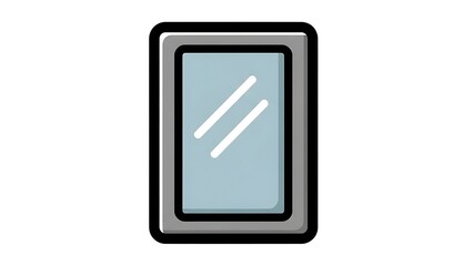 Smartphone with blank screen on white background.