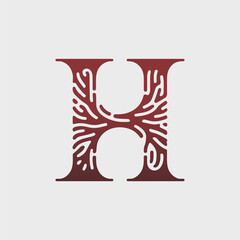 Ornamental Red Letter H Monogram Design