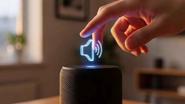 Smart Speaker with Holographic Volume Icon