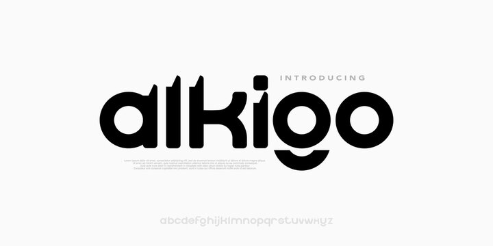 Alkigo font, modern lowercase bold sporty display font with rounded shapes, perfect for athletic branding, logos, posters, and headlines.vector design