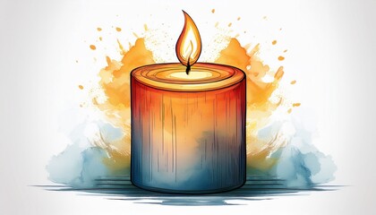 watercolor candle on white background