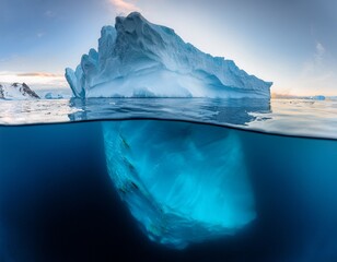 stunning arctic iceberg with underwater reflection in serene ocean waters