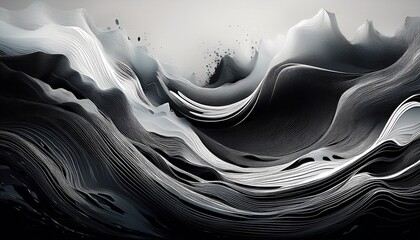abstract monochrome art with flowing water and glitch effects for modern design projects