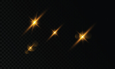 Futuristic golden light lens flare with luxury sparkle reflection and optical glow