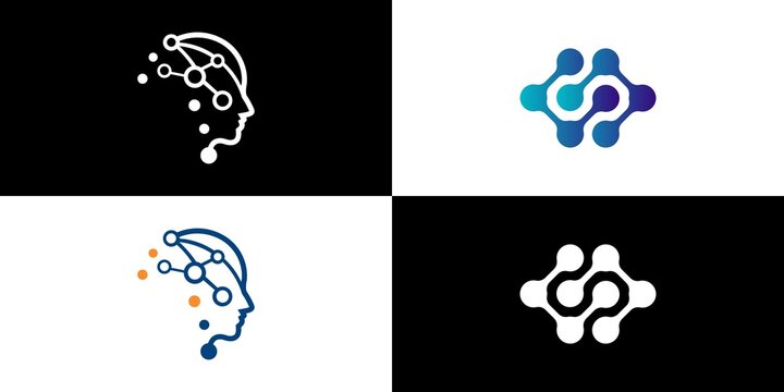 Set of technology logo design. symbol tech, internet, system, Artificial Intelligence and computer. inspiration logo design modern.