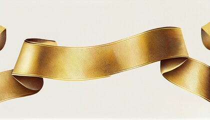 watercolor gold ribbon on white background