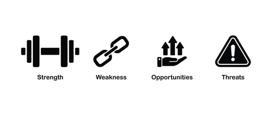 SWOT analysis business strategy icons, vector illustration
