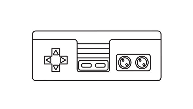 Outline illustration of a classic NES controller, iconic video game controller for retro gaming nostalgia.
