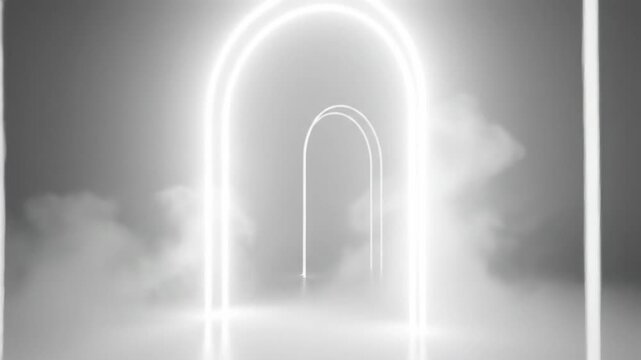 Abstract glowing arches create a modern and minimalist background with a futuristic feel.