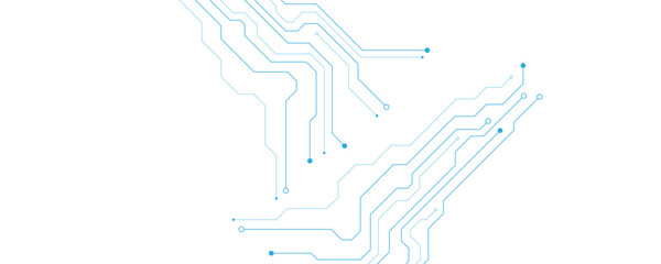 Fototapeta premium Abstract white blue digital technology futuristic circuit board background design. Technology dots lines connect network background.