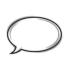Fototapeta premium Simple black and white speech bubble for communication and discussion.