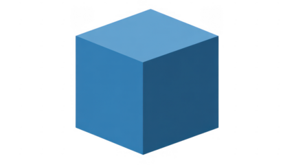 Blue 3D cube block geometric isolated on a transparent background