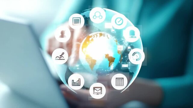 Digital World at Your Fingertips: The image showcases the fusion of technology and the globe, implying an interconnected digital world at your fingertips.