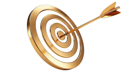 Golden target with arrow in bullseye