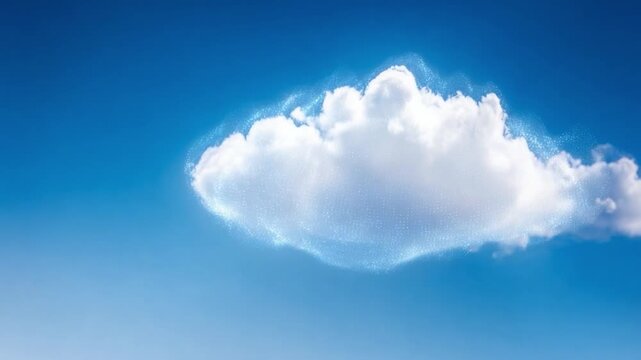 Solitary Cloud in Sky: A single, fluffy cloud drifts serenely across the vast expanse of a clear, azure sky, evoking a sense of tranquility and freedom.