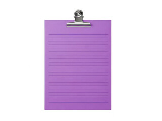 Purple notepad with clip on transparent background
