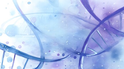 Flowing DNA watercolor illustration serene scientific background modern biological concept design