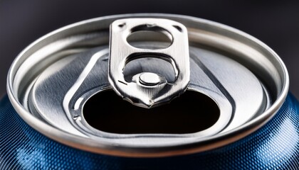 close up of a soda can s tab a detailed view highlighting the metal texture and the simple yet effective design of a beverage can pull tab