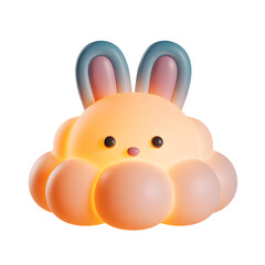 Adorable Bunny Peeking from Clouds in Orange