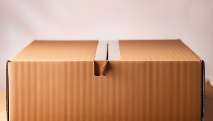 close up shot of a brown cardboard box showing the details of the box perfect for packaging and storage concepts