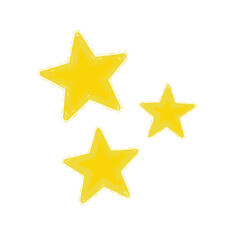 Obraz premium Three bright yellow stars isolated on a white background, simple and elegant.