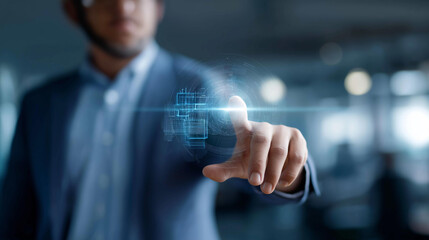 Building information modeling technology concept virtual screen, construction planning, architectural design, engineering visualization, digital transformation, defocused