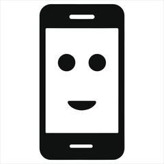 AI phone assistant icon, friendly chatbot smartphone vector, simple mobile virtual assistant symbol, minimal black and white artificial intelligence interface, customer support app, modern UX UI 