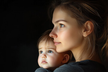 Nurturing intimate bond between mother and infant, capturing gentle connection, emotional closeness, and profound maternal love