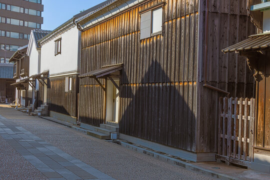 First Ship Captain&rsquo;s Quarters and warehouses 1 and 2 in Dejima, on an artificial island off Nagasaki that served as a trading post for the Portuguese and subsequently the Dutch