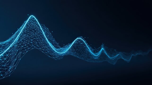 Dynamic digital wave form pulses with energy and data visualization over dark background. It is related to  science and technology. ..Created with Generative AI, not depicting real subjects. - Powered by Adobe