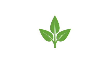 Fototapeta premium Simple, green, stylized leaves sprouting from a stem against a plain white background