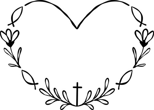 Christliches Kreuz mit Fisch . Symbole f&uuml;r Taufe und Erstkommunion,der Glaube an Gott, Christen, Einladung zur Konfirmation, Firmunf, Taufe, Heirat, vektor, isoliert.