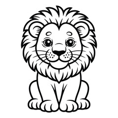Obraz premium Cute lion cub sitting isolated on white background, Vector, illustration