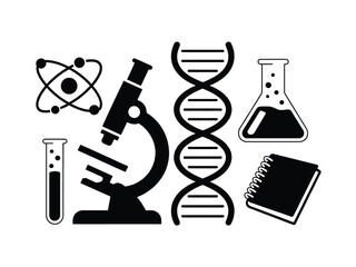 Obraz premium Science and research tools isolated on white background, Vector, illustration