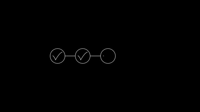 step by step progress indicator ui animation with four checkmarks.