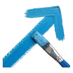 Blue paint brush stroke arrow pointing up on transparent background
