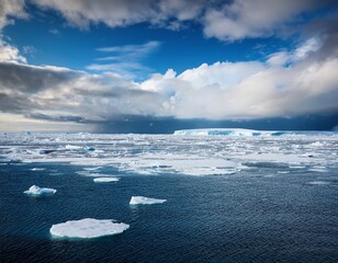 vast arctic ice shelf landscape under cloudy sky