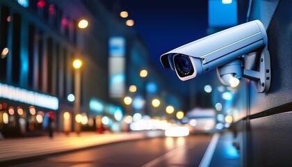 security camera at night on a city street