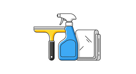 Window Cleaning Tools And Supplies For Home And Commercial Maintenance And Housekeeping Services Collection