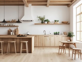 Kyotoinspired wooden home with rustic charm, soft neutral hues, and an uncluttered space