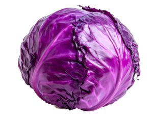 Vibrant close-up of a whole, round, deep-purple vegetable head against black