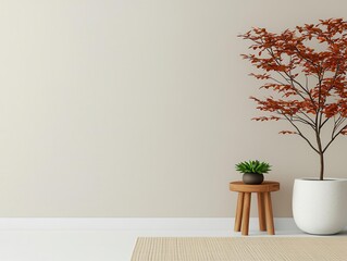 Modern minimalist interpretation of a Japanese house with clean lines and a tranquil, soft atmosphere